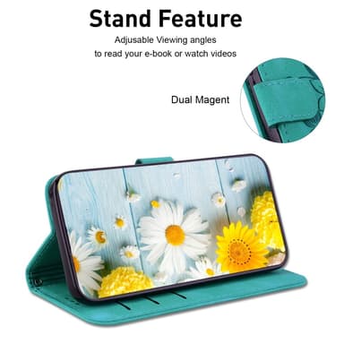För Xiaomi Redmi 14C Fodral Ställ Plånboksfodral Blommönster - Grön