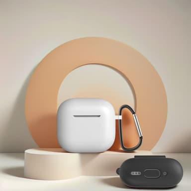 För AirPods 4 5st Tillbehör Fodral förvaringsbox halsrem hörlurshållare nyckelring - Vit