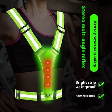 Uppladdningsbar reflexväst med 3-läges LED-ljus för utomhusbruk