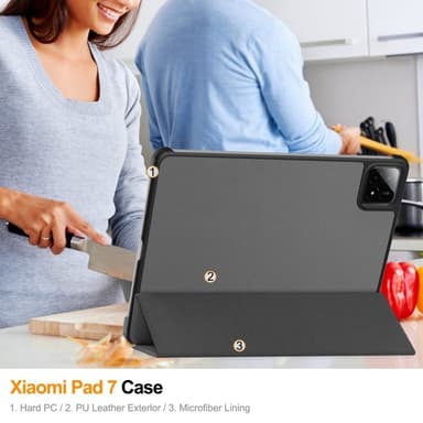 Slim Fit Cover Fodral För Xiaomi Pad 7 Auto Wake / Sleep - Grå