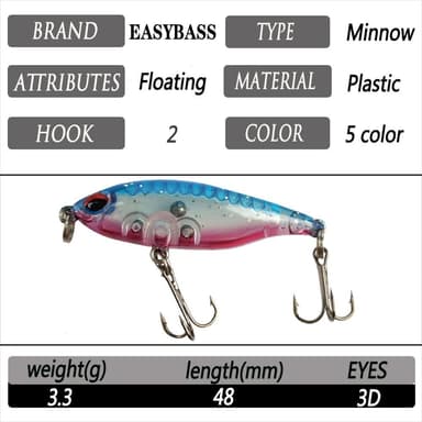 5 st Fiskedrag Sötvatten Havsfiske Flytande Minnow hårt bete med skallra