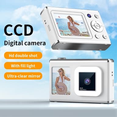 2,4"" Skärm Dual Lens Videoinspelning CCD Digitalkamera med 32GB kort + Läsare - Vit