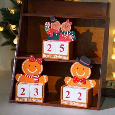 Nedräkning till jul pepparkaksgubbe Trä adventskalender