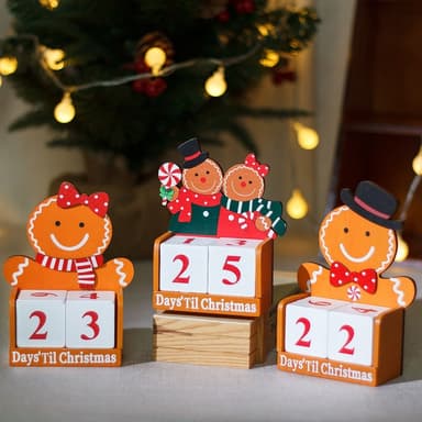 Nedräkning till jul pepparkaksgubbe Trä adventskalender