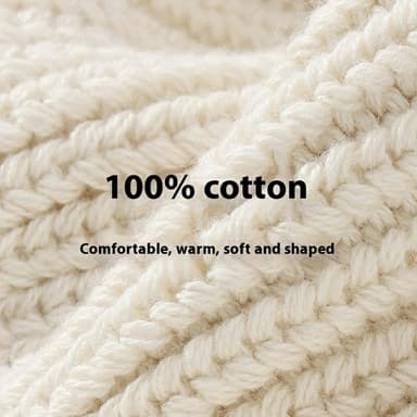 GOLOVEJOY Bomull Stickad Vinter varm mössa Elastisk stickad basker keps - Beige