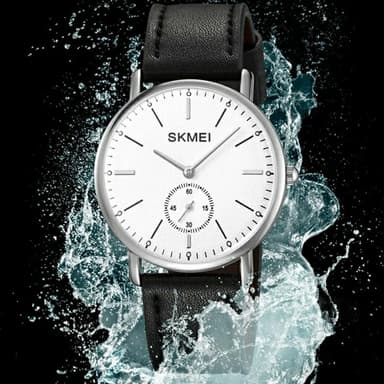 SKMEI Armbandsklocka Klocka Läderrem Rund kvartsklocka - Silver