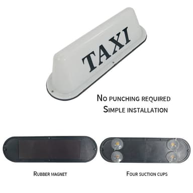 12V Universal Taxi Taklampa PP Tak LED Lampa - Vit / Gummimagnet