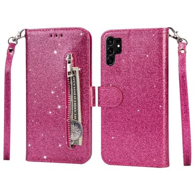 För Samsung Galaxy S25 Ultra Ställbart Glitterfodral med Dragkedjeficka