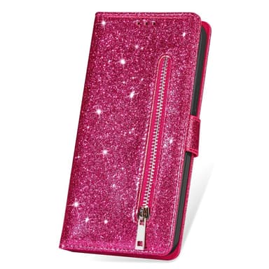 För Samsung Galaxy S25 Ultra Ställbart Glitterfodral med Dragkedjeficka
