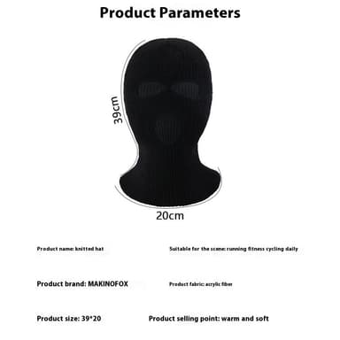 Vinter Helansikte Mask Tre-håls Balaclava Stickad Hatt Hals Damask - Gul