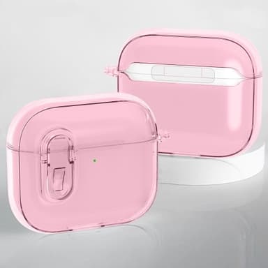 För AirPods 4 hörlurar Fodral Snap Switch Ice Crystal Clear Skal - Transparent Rosa