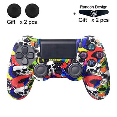 Skal för Sony PlayStation 4 Pro Slim PS4 Anti-Slip Silikon Skin Cover - White Skull