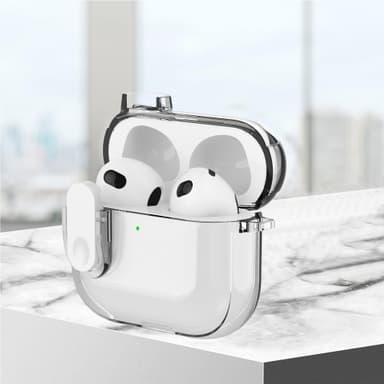 För AirPods 4 hörlurar Fodral Snap Switch Ice Crystal Clear Skal - Transparent Rosa