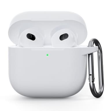 För AirPods 4 Silikonfodral Integrerat Bluetooth-hörlursskydd med krok - Vit