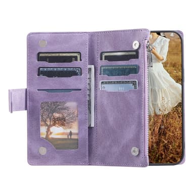 För Xiaomi Redmi 14C Zipper Wallet Case Rhombus Stitching Line Telefonfodral