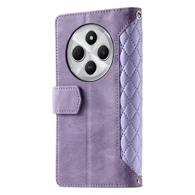 För Xiaomi Redmi 14C Zipper Wallet Case Rhombus Stitching Line Telefonfodral