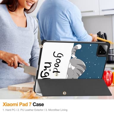 Slim Fit Cover Fodral För Xiaomi Pad 7 Auto Wake / Sleep - Cat