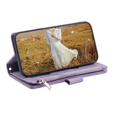 För Xiaomi Redmi 14C Zipper Wallet Case Rhombus Stitching Line Telefonfodral