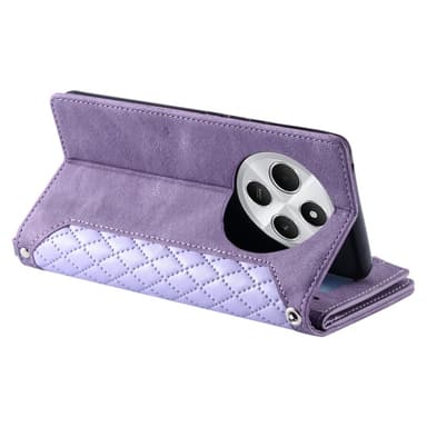 För Xiaomi Redmi 14C Zipper Wallet Case Rhombus Stitching Line Telefonfodral