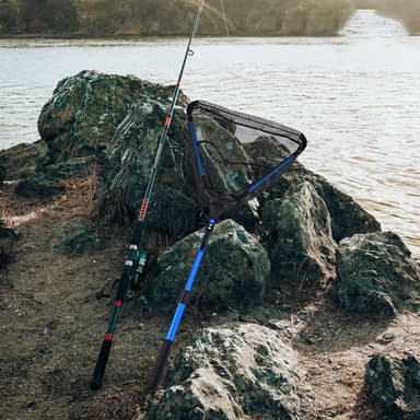 230 cm 3-delad hopfällbar triangel fiskenät Håv Fiskehåv landningsnät med skopa