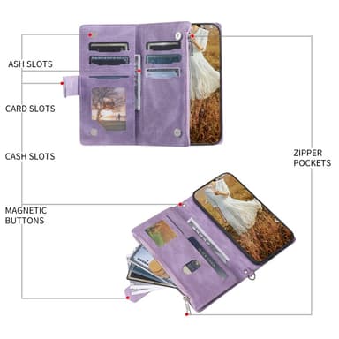 För Xiaomi Redmi 14C Zipper Wallet Case Rhombus Stitching Line Telefonfodral
