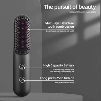 Sladdlös plattång Curler Temperaturdisplay Curling Iron Hårkam