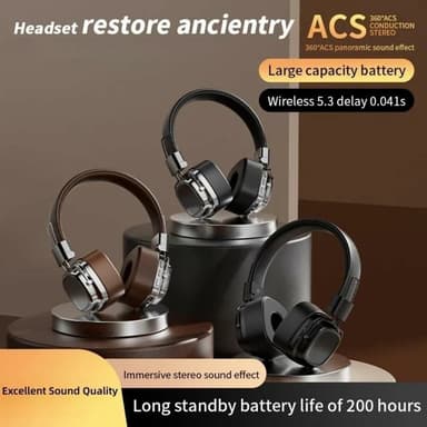 Bluetooth HiFi Sound Over Ear-hörlurar Brusreducering Trådlöst Headset - Silver+Svart