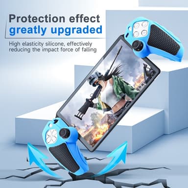 Playstation 5 / PS5 Silikon Skin Skal Fodral Anti-Slip Skydd + Joystick Caps - Blå