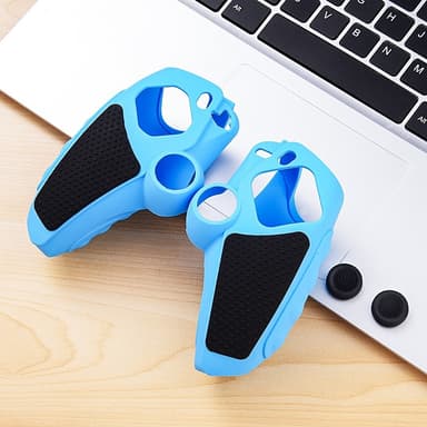 Playstation 5 / PS5 Silikon Skin Skal Fodral Anti-Slip Skydd + Joystick Caps - Blå