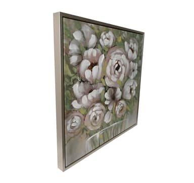 Väggkonst WALLY 60x60cm, vita blommor
