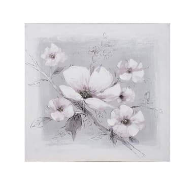 Oljemålning 60x60cm, vita blommor