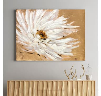 Oljemålning 90x120cm, vit blomma