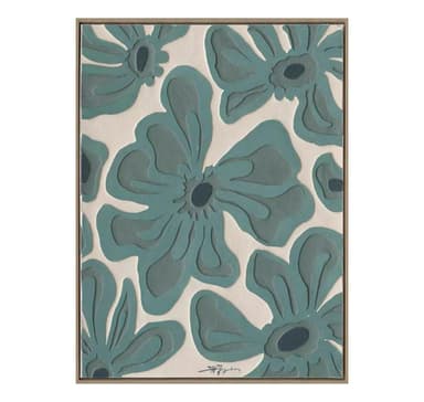 Målning med ram 60x80cm, gröna blommor