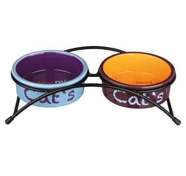 Set med keramikskålar med upphöjd botten Eat on Feet, 2 × 0,3 l/ø 12 cm, ljusblå/orange/lila