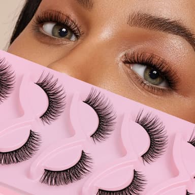 5D Faux Mink fransar, 5-pack lösögonfransar med naturlig look