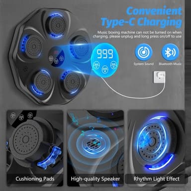 Smart Bluetooth Boxningsmaskin med LED-ljus & Musik – Väggmonterat Interaktivt Träningsmål för Vuxna