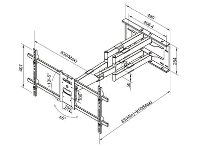 Multibrackets Universal TV Väggfäste 32”-80” Infälld Flexarm Full Motion