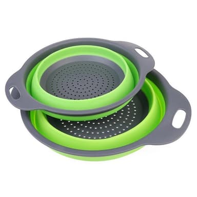 Hopfällbart durkslag med smart förvaring i silikon - 2-pack