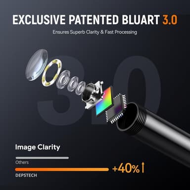 Endo-/Boreskop Kamera 1080P Digital Inspektionskamera, 3,5m kabel 7mm IP67 4.3'' IPS Skärm, 6x LED