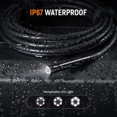 Endo-/Boreskop Kamera 1080P Digital Inspektionskamera, 3,5m kabel 7mm IP67 4.3'' IPS Skärm, 6x LED