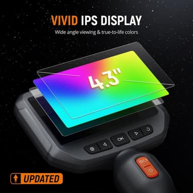 Endo-/Boreskop Kamera 1080P Digital Inspektionskamera, 3,5m kabel 7mm IP67 4.3'' IPS Skärm, 6x LED