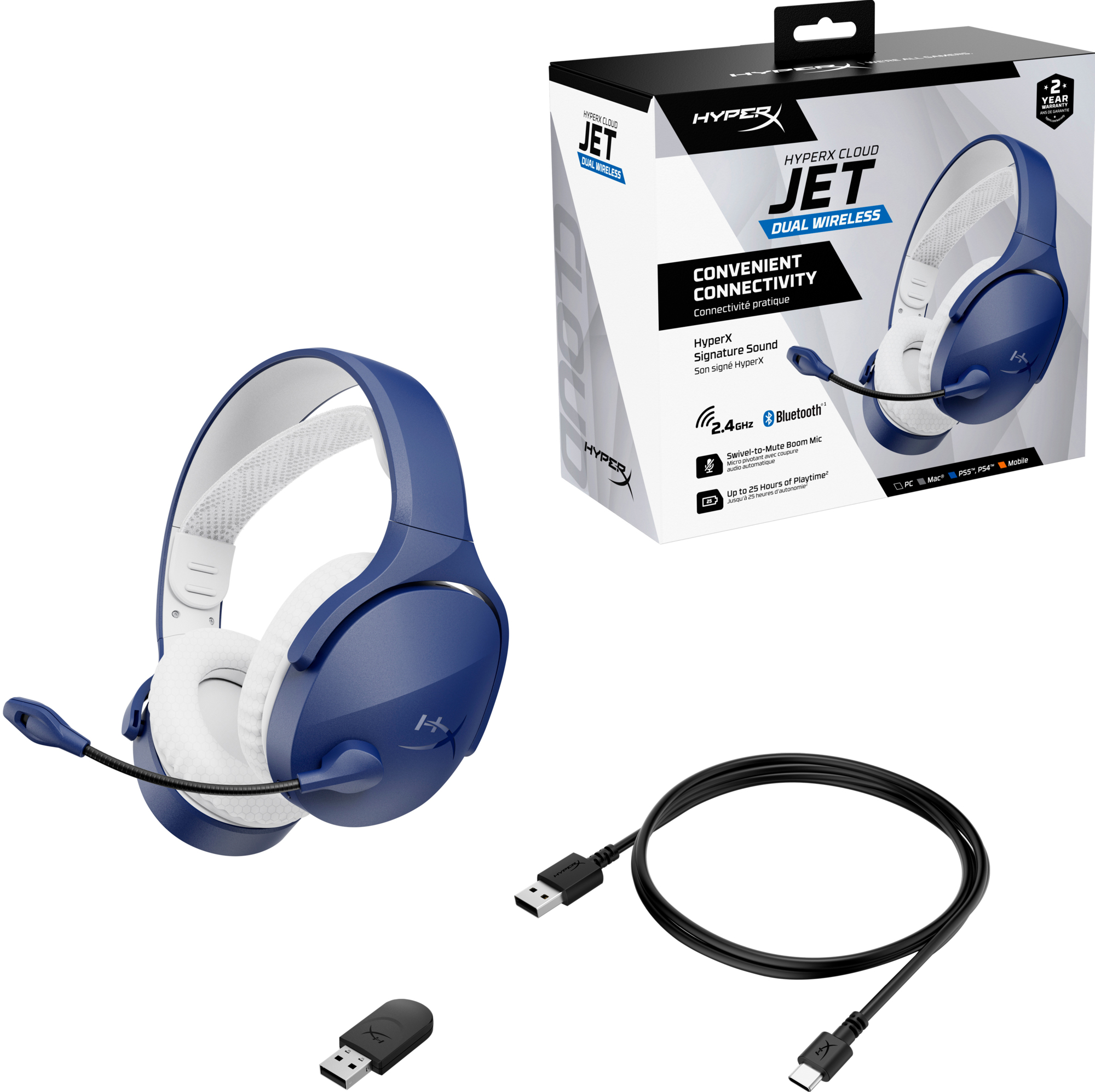 HyperX Cloud Jet trådlöst gamingheadset (blå)