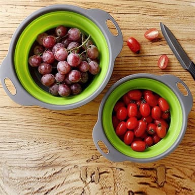 Hopfällbart durkslag med smart förvaring i silikon - 2-pack