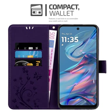 Motorola Moto G45 Plånboksfodral Skal Blommor (Violett)