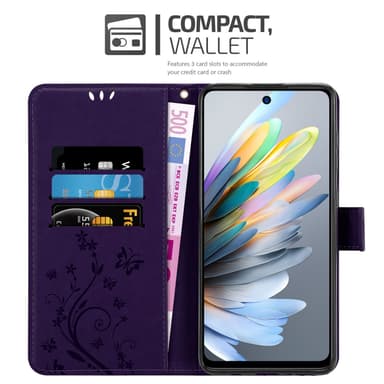ZTE Blade A75 4G Plånboksfodral Skal Blommor (Violett)