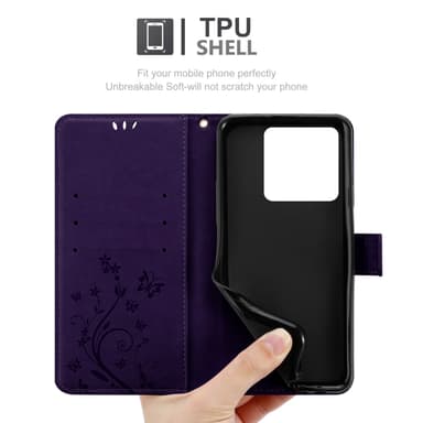Xiaomi 14T Plånboksfodral Skal Blommor (Violett)