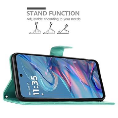 Motorola Moto G45 Plånboksfodral Skal Blommor (Turkos)