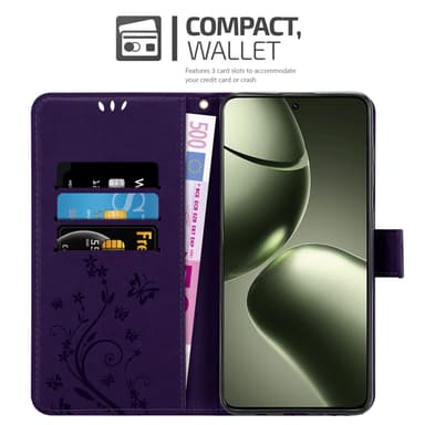 Xiaomi 14T Plånboksfodral Skal Blommor (Violett)