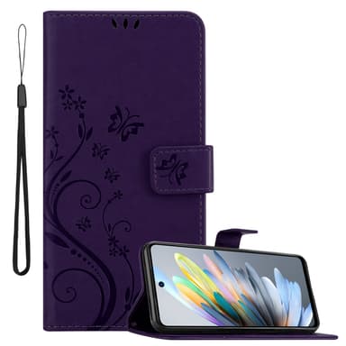 ZTE Blade A75 4G Plånboksfodral Skal Blommor (Violett)