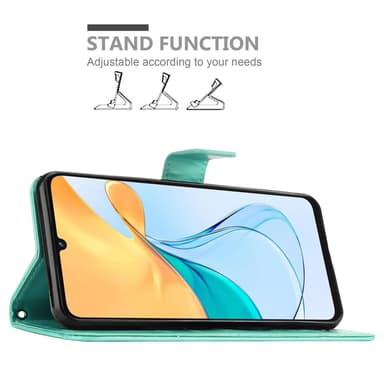 ZTE Blade V50 Vita Plånboksfodral Skal Blommor (Turkos)